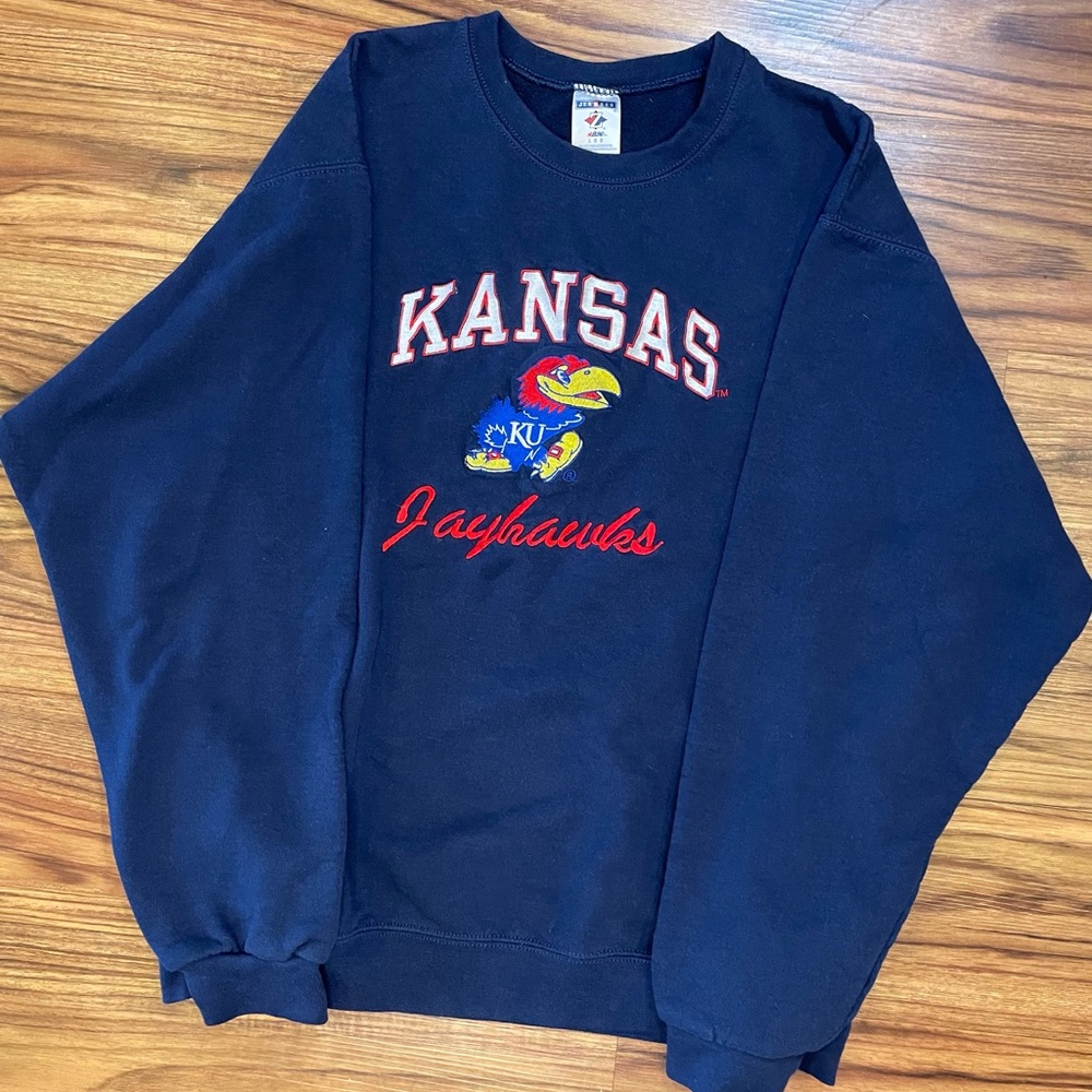90’s Jerzees Kansas Jayhawks navy blue Crewneck Sweater